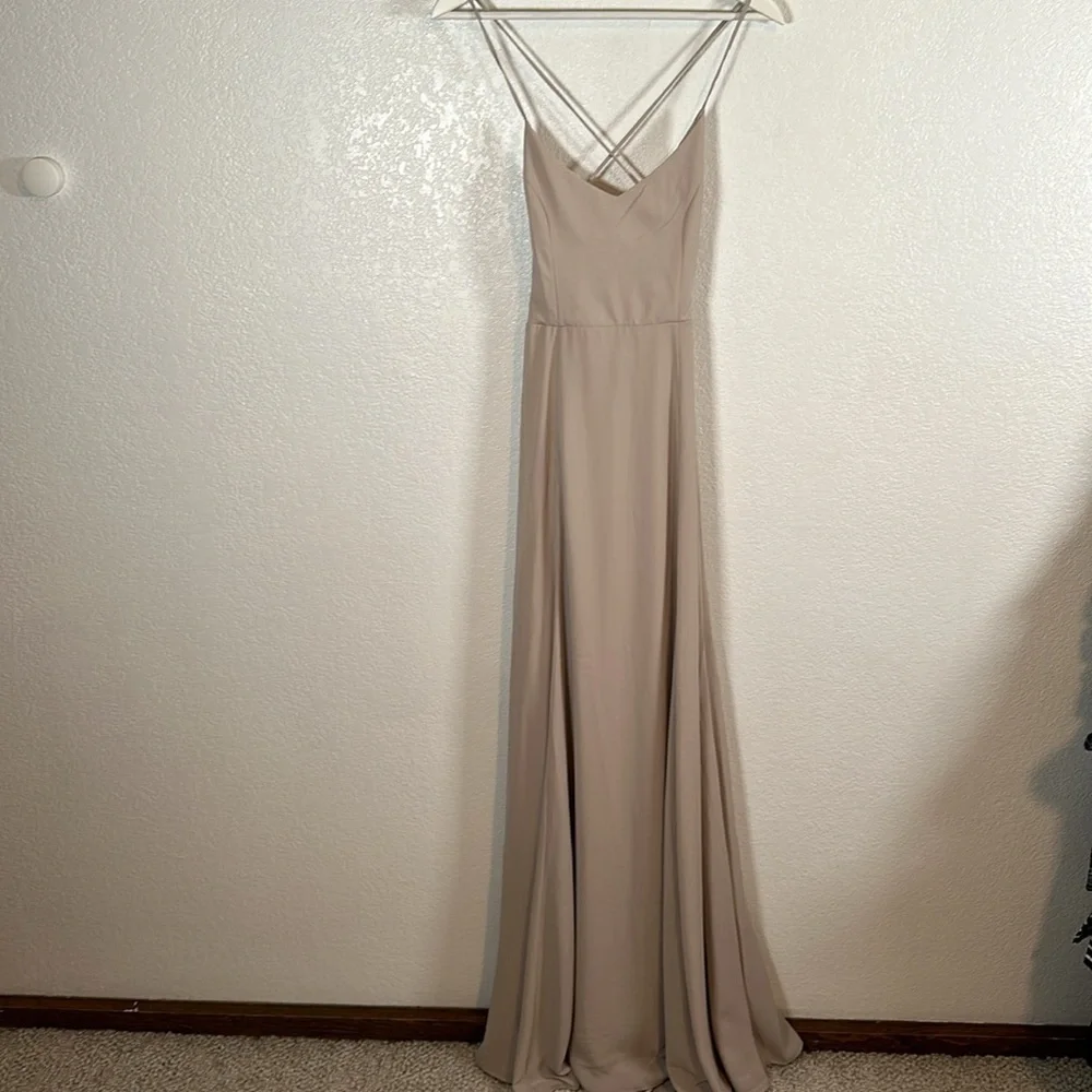 Show Me Your MuMu Godshaw Goddess Gown Dusty Pink Lace Up Back Size Medium - Picture 3 of 10